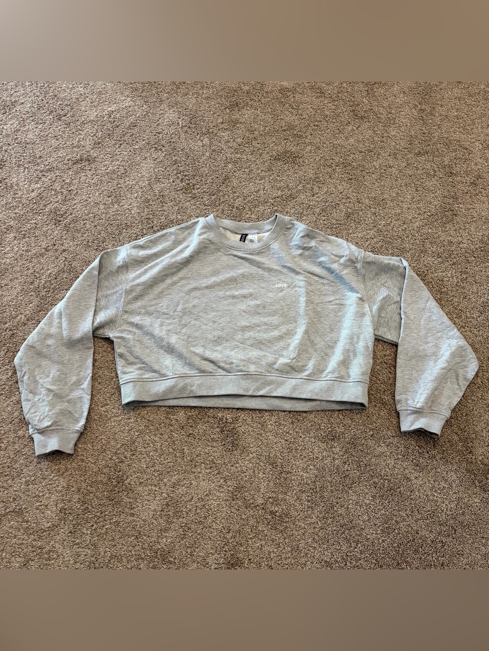 H&M Divided Women’s Light Gray Cropped Crewneck Sweatshirt Size XL